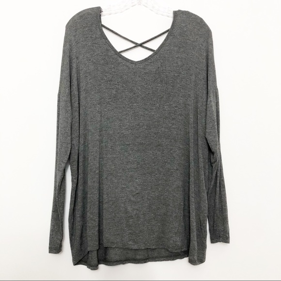 Garage Tops - Garage Dolman Sleeve Criss Cross Long Sleeve Top